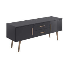 Mueble para TV de 2 puertas y 2 cajones con patas de madera maciza